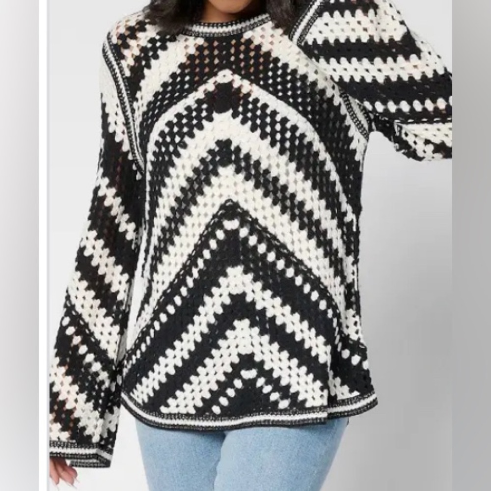 New BEAUTIFUL by Lawrence Zarian 100% Cotton Summer Sweater Black size XL